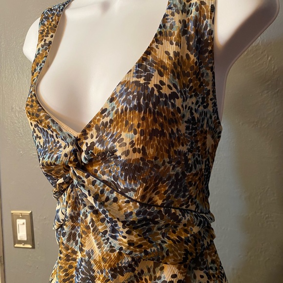 BCX Women's Brown Sleeveless Blouse, Back Tie, V Neck - Picture 4 of 16